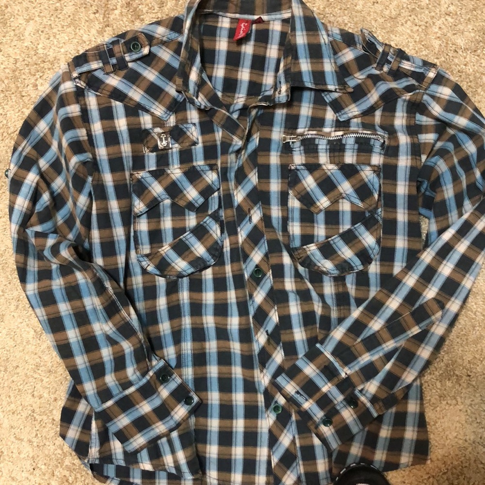 GAINT, XL SHORT, MENS, XL PLAID ZIPPER POCKET